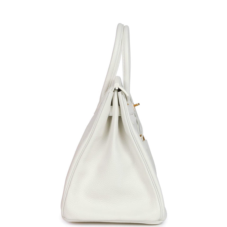 Hermes Birkin 35 White Clemence Gold Hardware