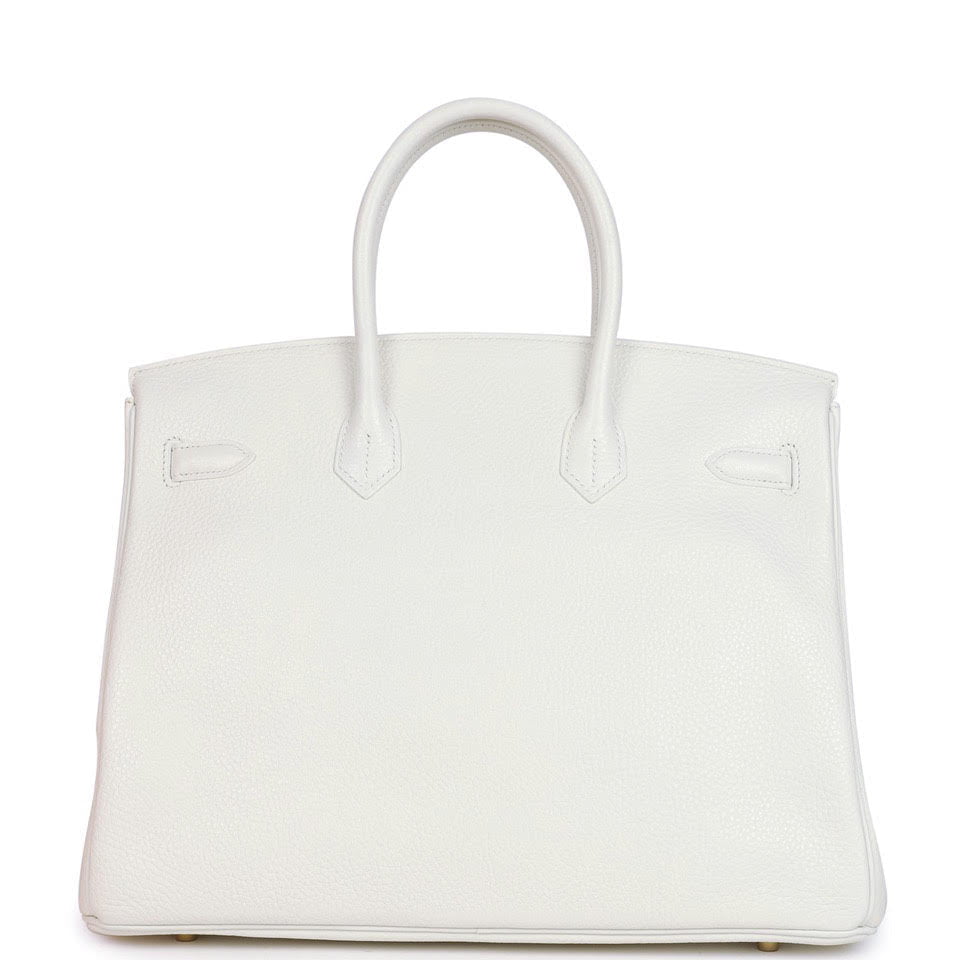 Hermes Birkin 35 White Clemence Gold Hardware