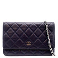 CHANEL WOC Quilted Caviar Leather Crossbody Wallet Navy Blue