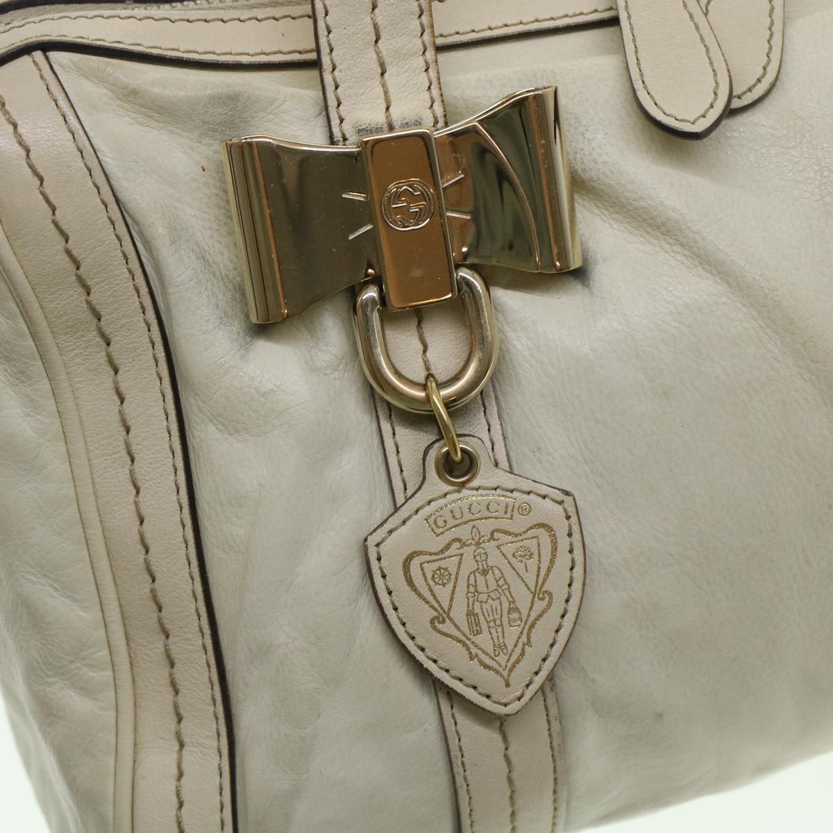 GUCCI Boston Bag Leather White 181487  yb122