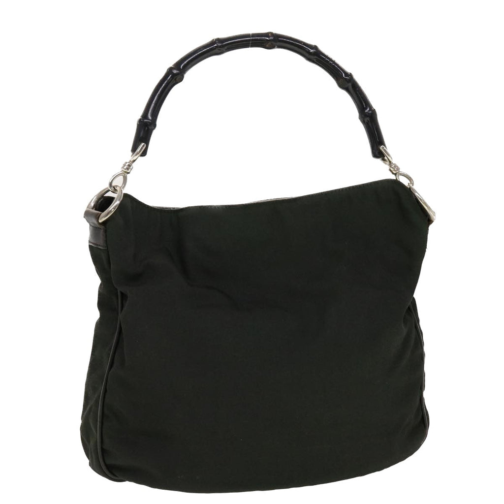 GUCCI Bamboo Shoulder Bag Nylon Green 0011638 002058  yb153