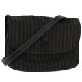 FENDI Pecan Canvas Shoulder Bag Leather Black Brown  yb229
