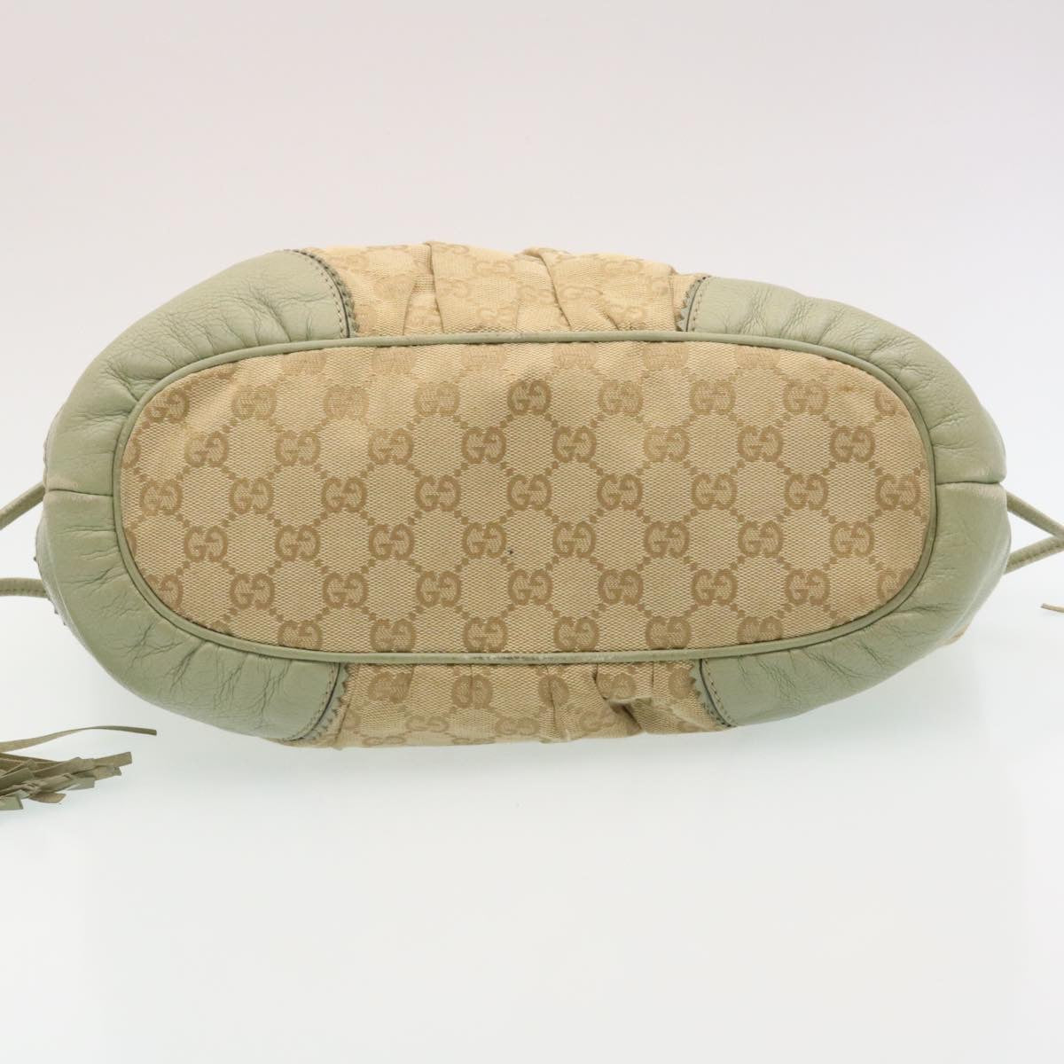 GUCCI GG Canvas Tote Bag Fringe Beige Green  yk3822