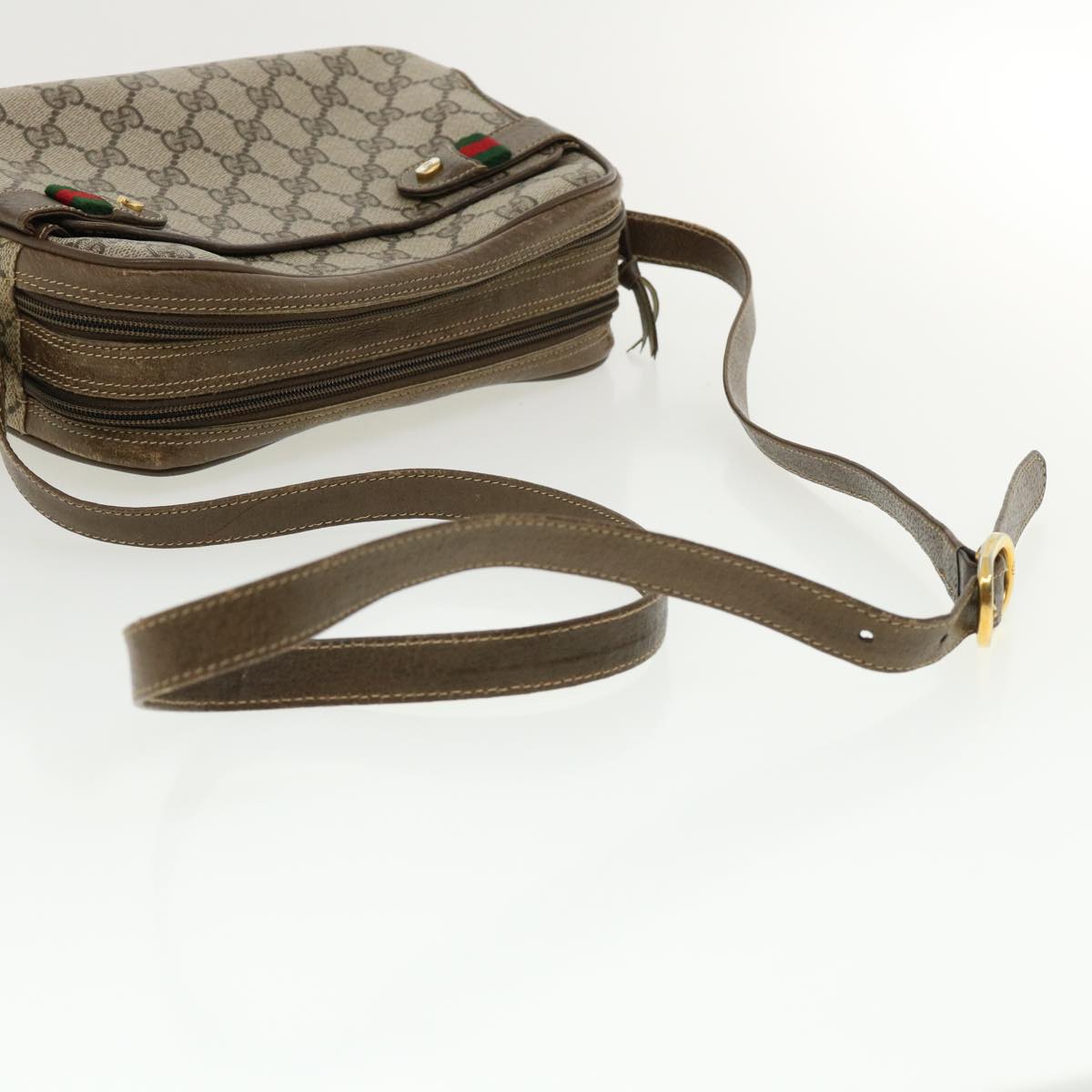 GUCCI GG Canvas Web Sherry Line Shoulder Bag Beige Red Green  yk5378