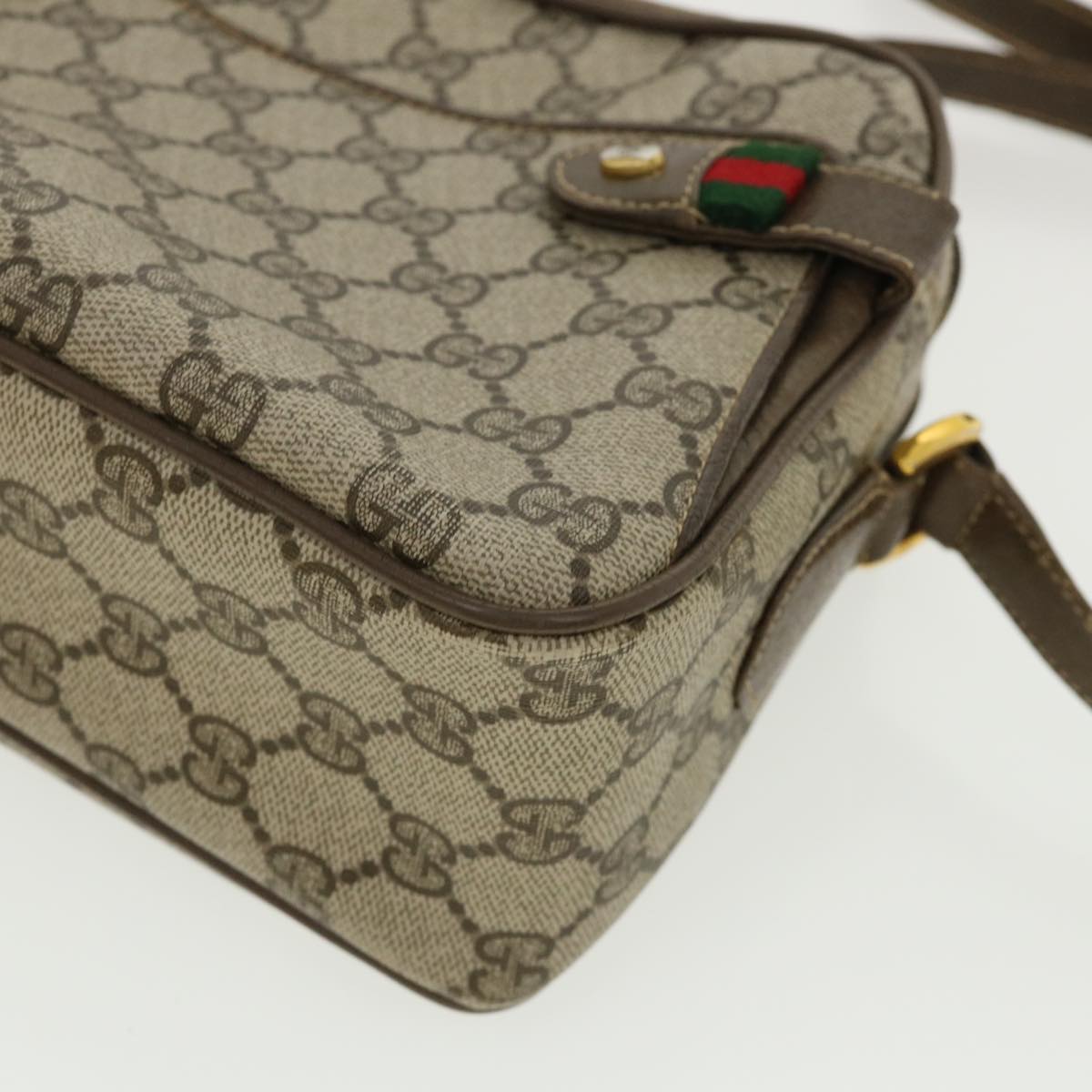GUCCI GG Canvas Web Sherry Line Shoulder Bag Beige Red Green  yk5378