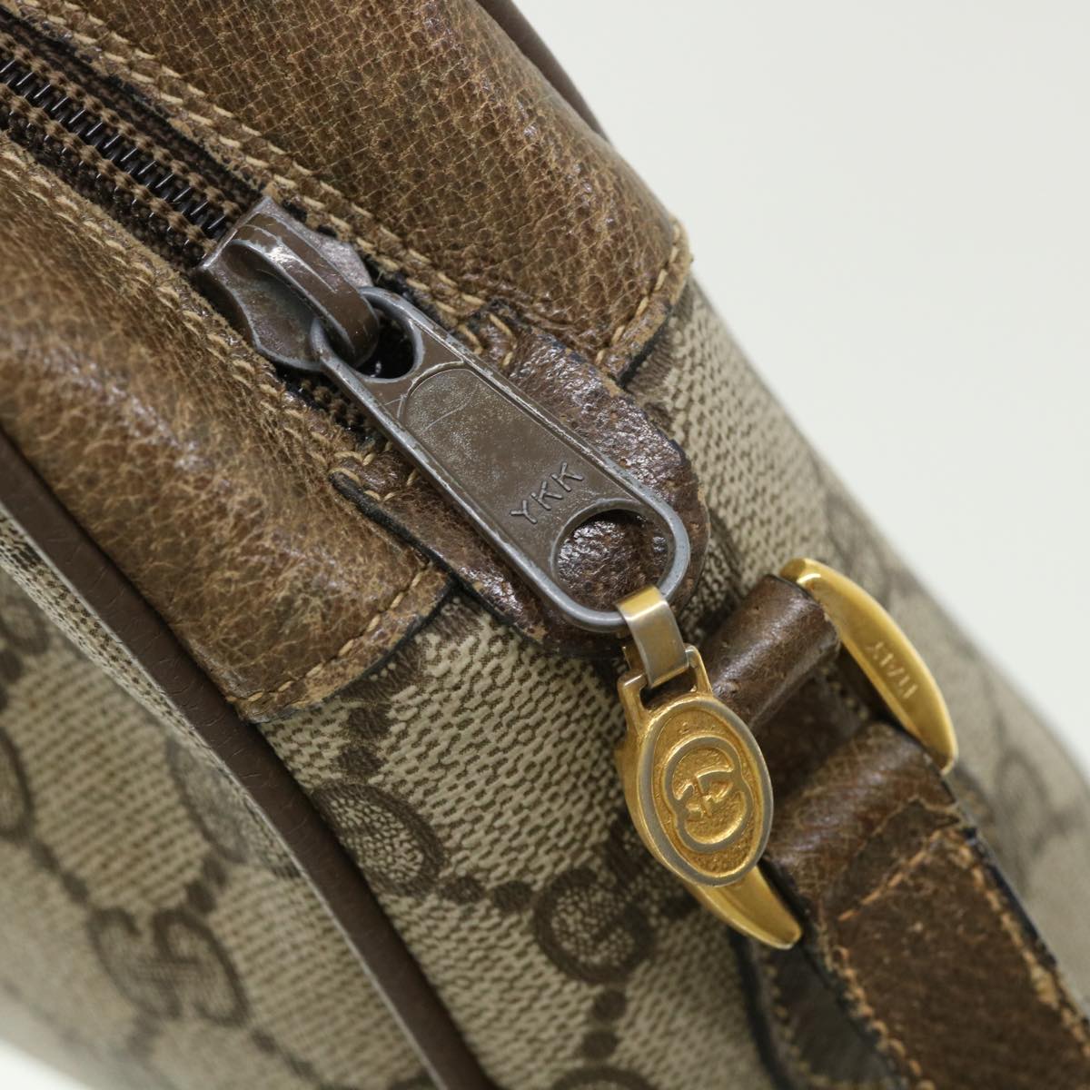 GUCCI GG Canvas Web Sherry Line Shoulder Bag Beige Green 98.02.004  yk5881B