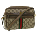 GUCCI GG Canvas Web Sherry Line Shoulder Bag Beige Green 98.02.004  yk5881B