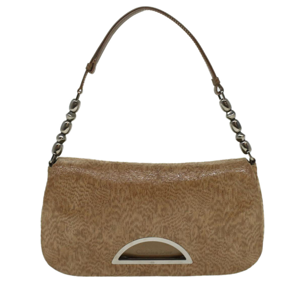 CHRISTIAN DIOR Maris Pearl Shoulder Bag Suede Brown MA-0999  yk5927