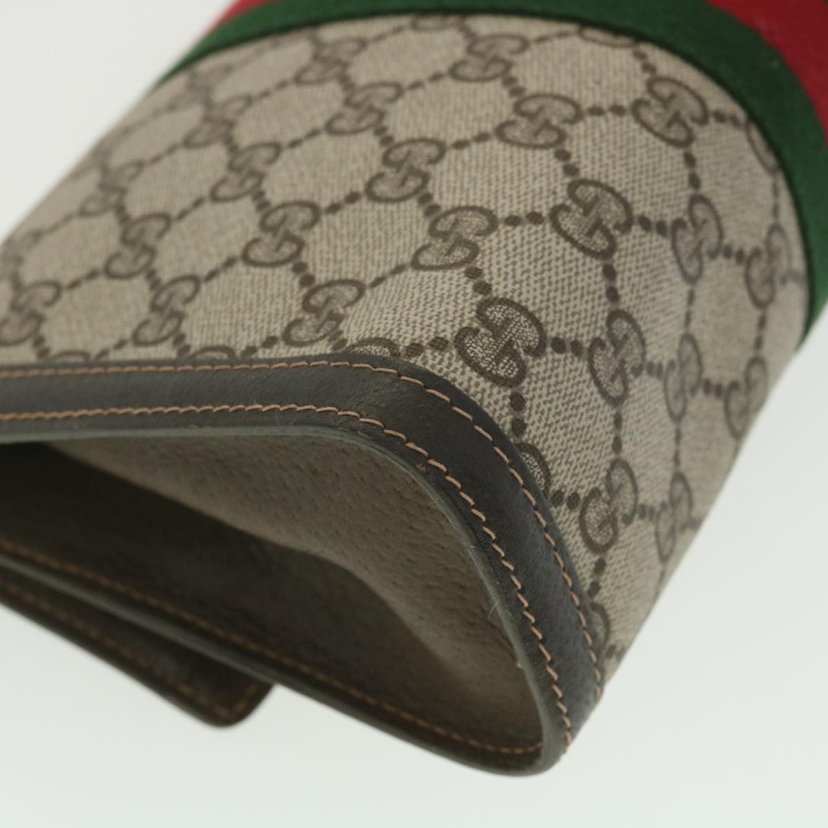 GUCCI GG Canvas Web Sherry Line Clutch Bag Beige Red Green 41.014  yk6142B