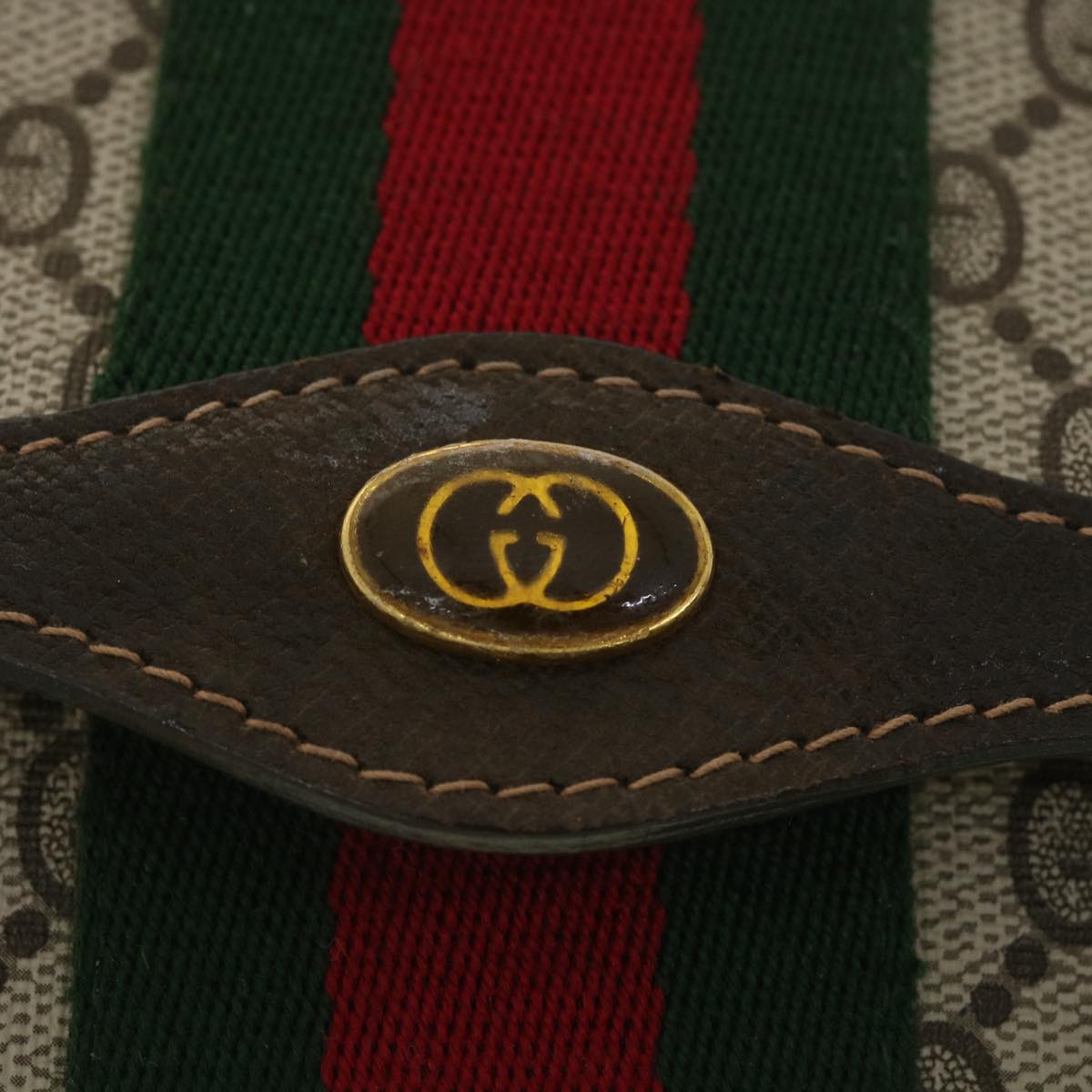 GUCCI GG Canvas Web Sherry Line Clutch Bag Beige Red Green 41.014  yk6142B