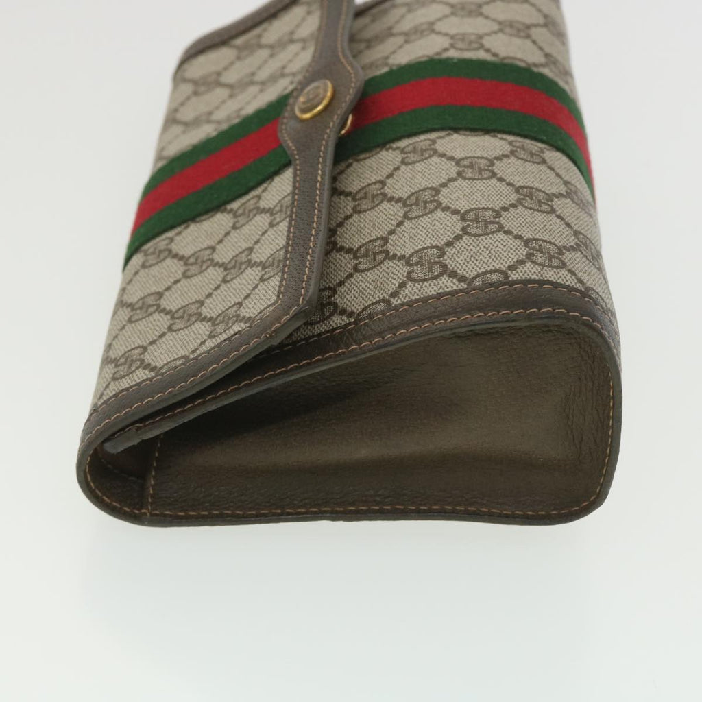 GUCCI GG Canvas Web Sherry Line Clutch Bag Beige Red Green 41.014  yk6142B