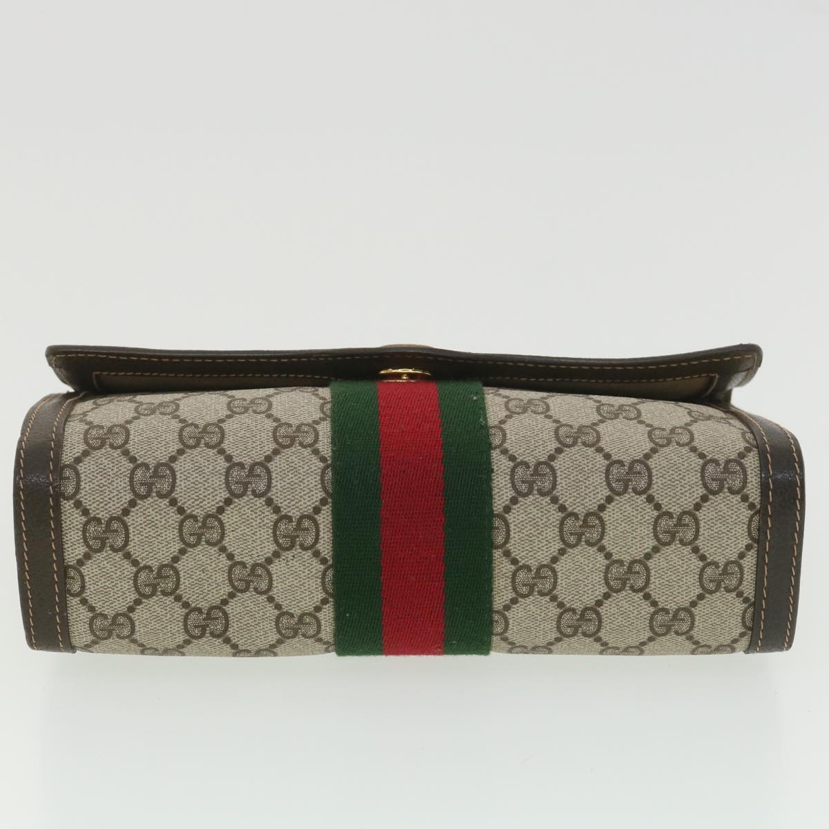 GUCCI GG Canvas Web Sherry Line Clutch Bag Beige Red Green 41.014  yk6142B
