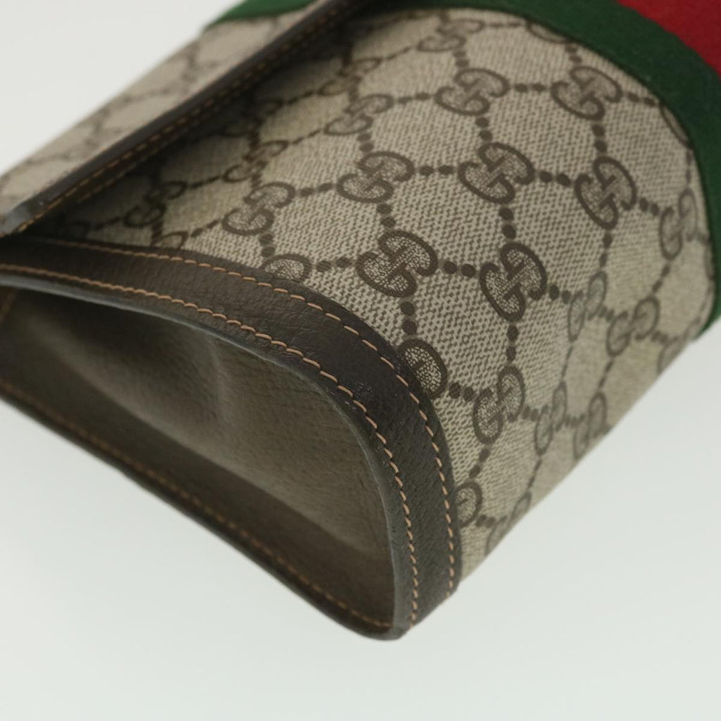 GUCCI GG Canvas Web Sherry Line Clutch Bag Beige Red Green 41.014  yk6142B