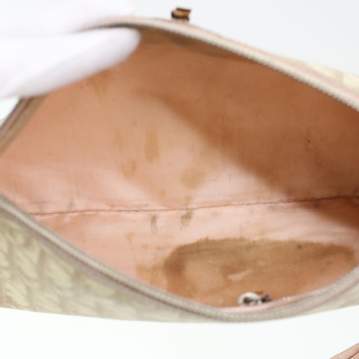 CHRISTIAN DIOR Trotter Canvas Shoulder Bag Beige  yk6960