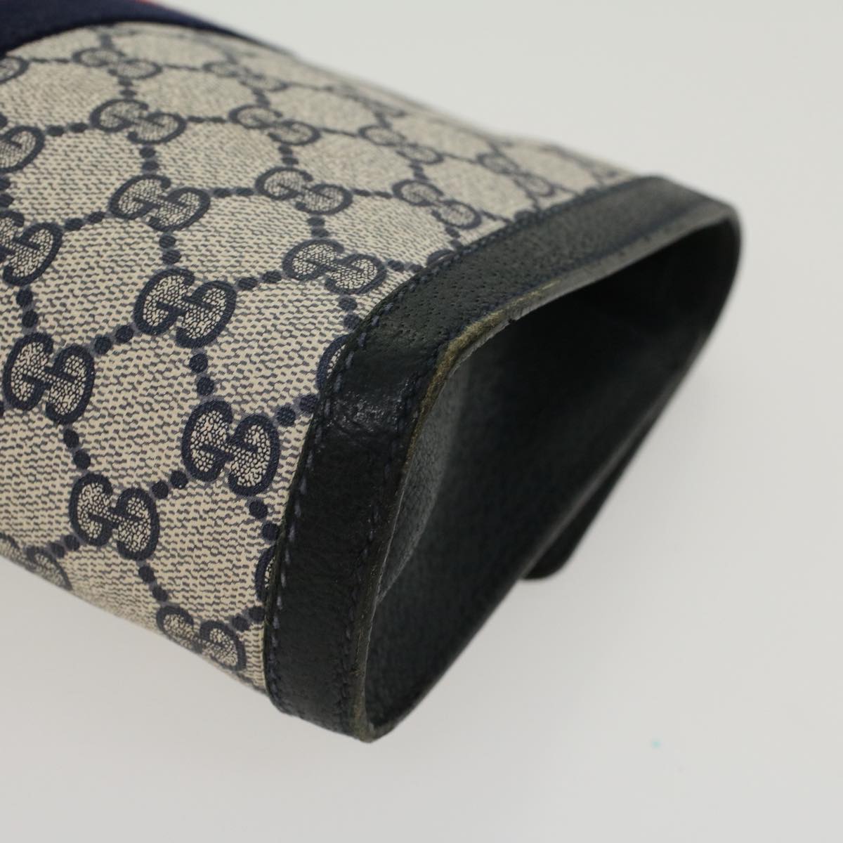 GUCCI GG Canvas Sherry Line Clutch Bag PVC Leather Gray Red Navy  yk7169