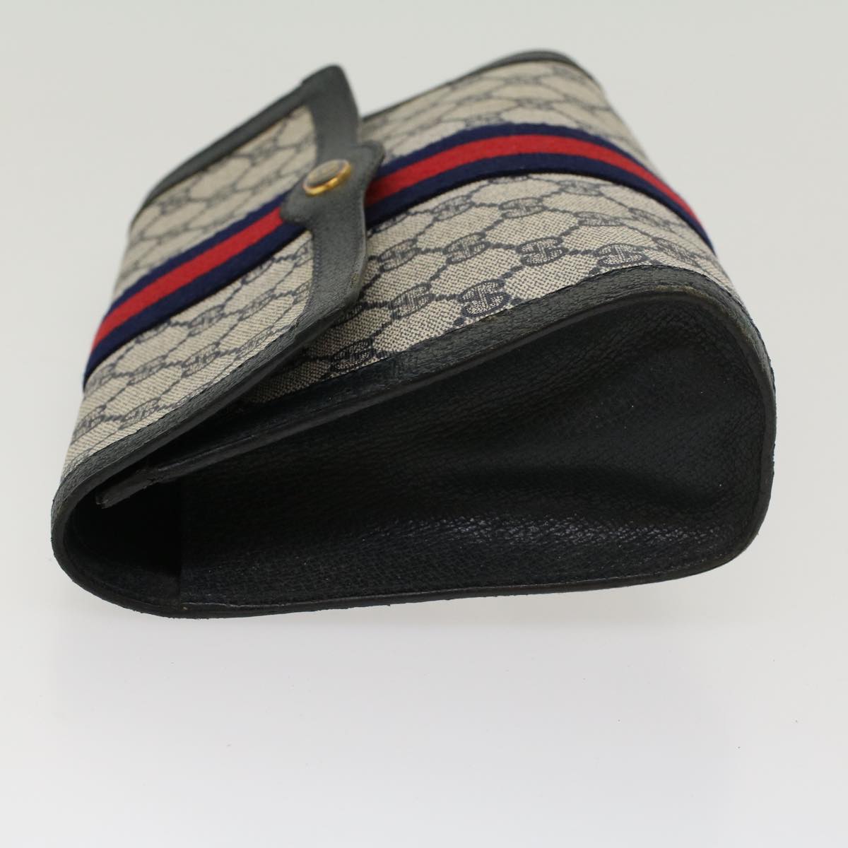 GUCCI GG Canvas Sherry Line Clutch Bag PVC Leather Gray Red Navy  yk7169
