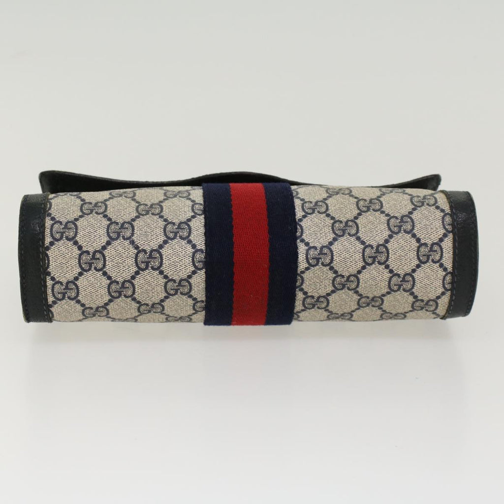 GUCCI GG Canvas Sherry Line Clutch Bag PVC Leather Gray Red Navy  yk7169