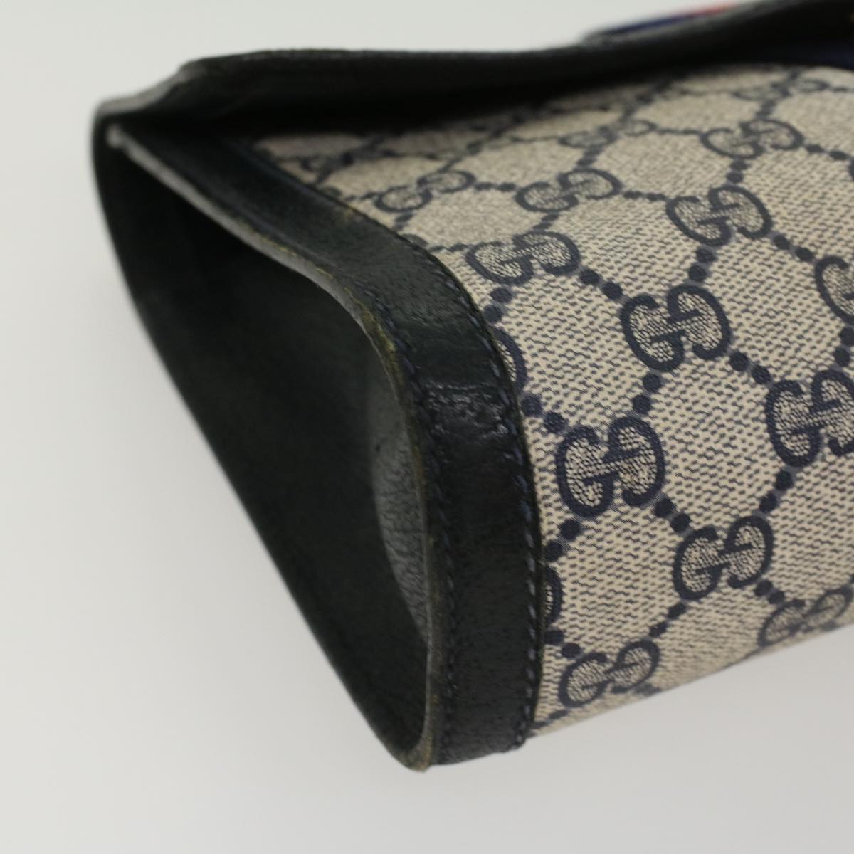 GUCCI GG Canvas Sherry Line Clutch Bag PVC Leather Gray Red Navy  yk7169