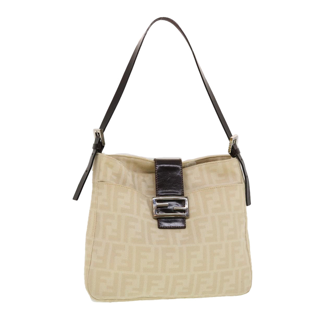 FENDI Zucca Canvas Mamma Baguette Shoulder Bag Beige  yk7171
