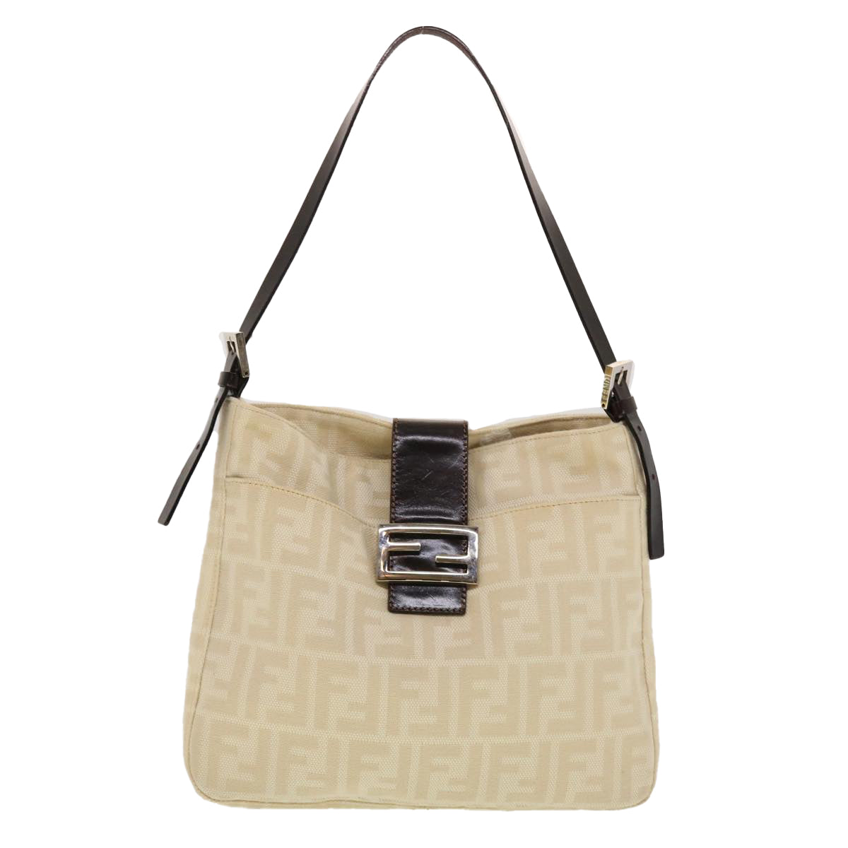 FENDI Zucca Canvas Mamma Baguette Shoulder Bag Beige  yk7171