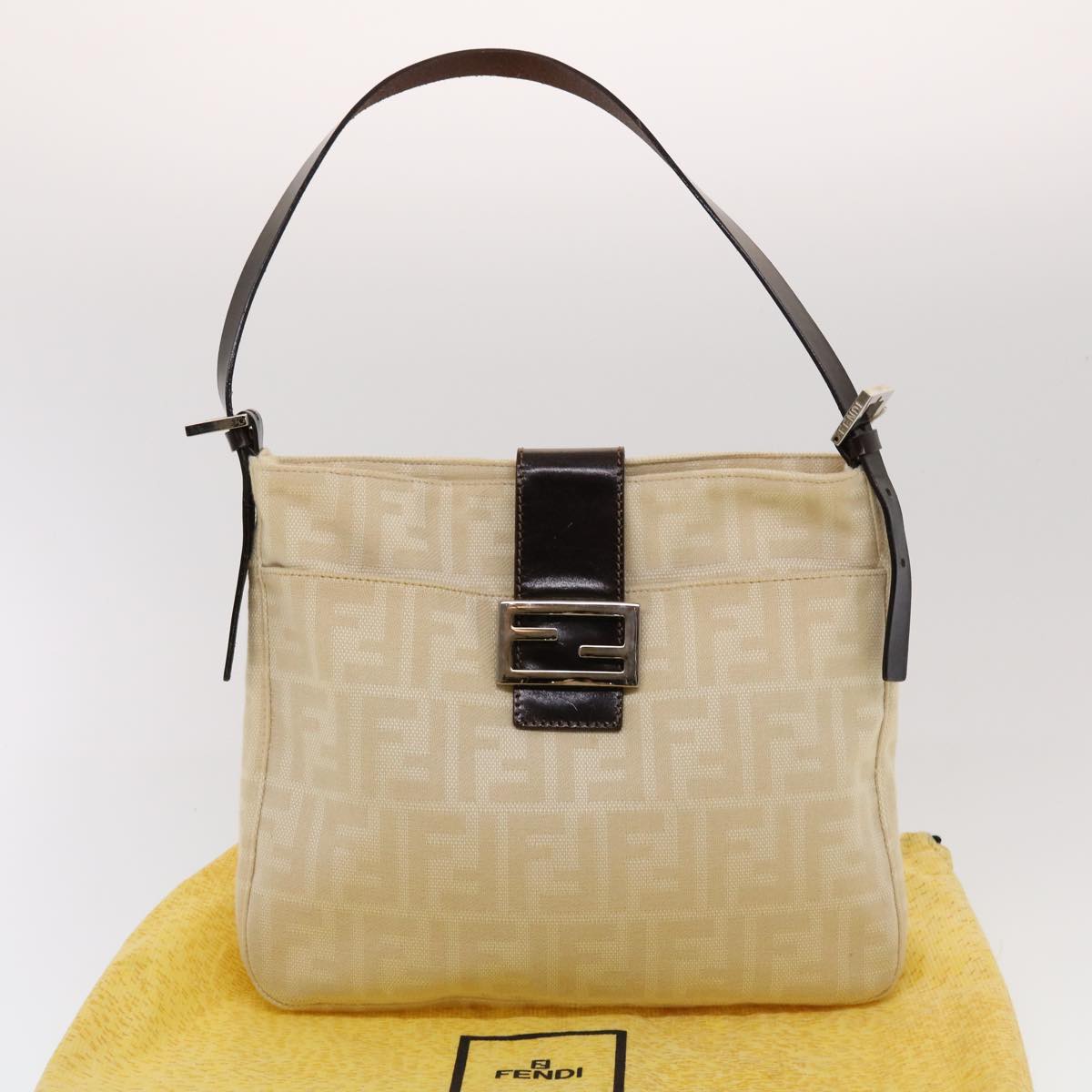 FENDI Zucca Canvas Mamma Baguette Shoulder Bag Beige  yk7171