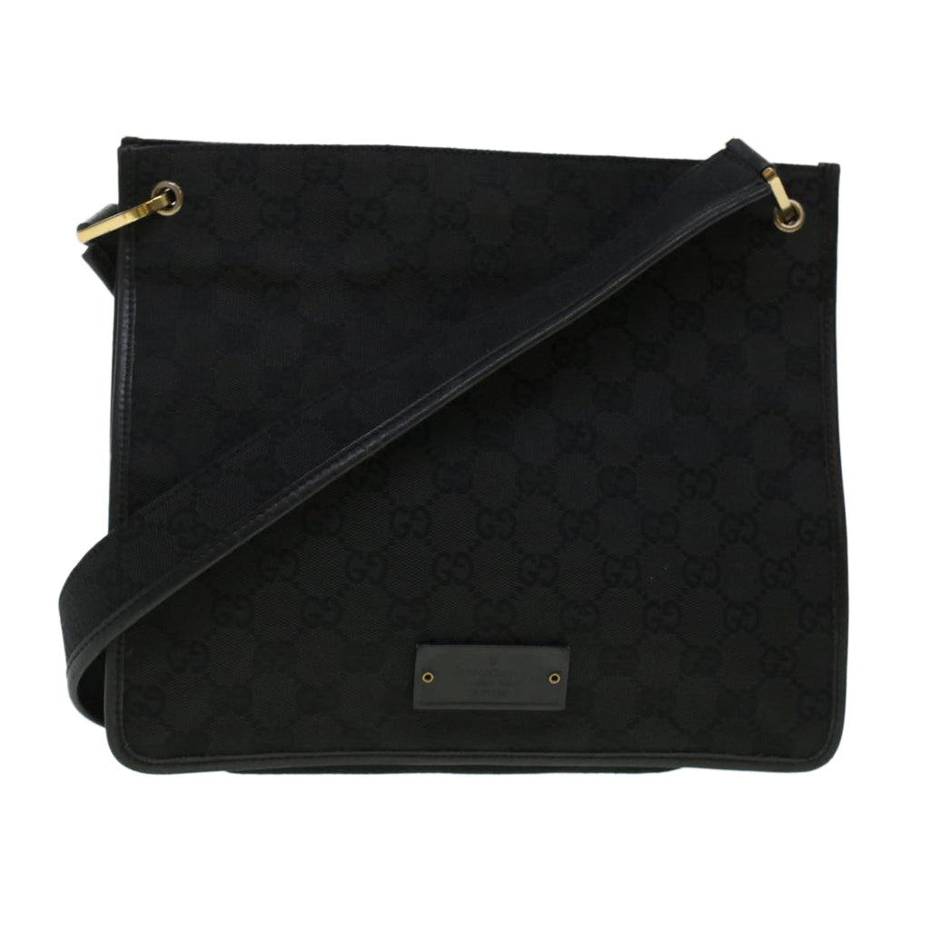 GUCCI GG Canvas Shoulder Bag Black 91762  yk7260