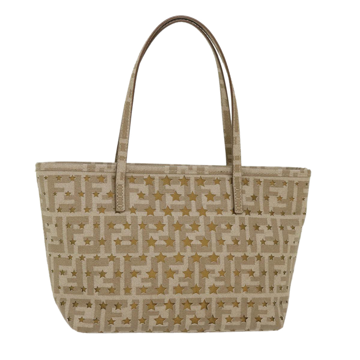 FENDI Zucca Canvas Star Tote Bag Gold Tone  yk7700B