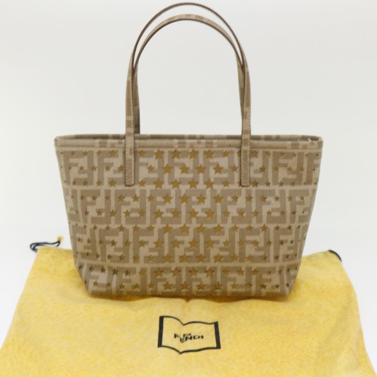 FENDI Zucca Canvas Star Tote Bag Gold Tone  yk7700B