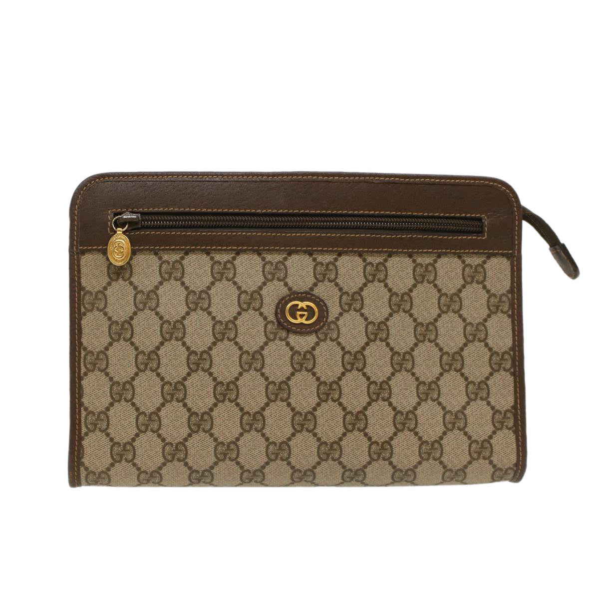 GUCCI GG Canvas Clutch Bag PVC Leather Beige 014.122.6063.4021  yk7734