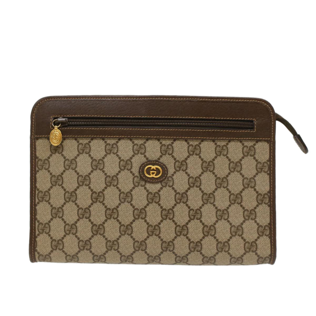 GUCCI GG Canvas Clutch Bag PVC Leather Beige 014.122.6063.4021  yk7734