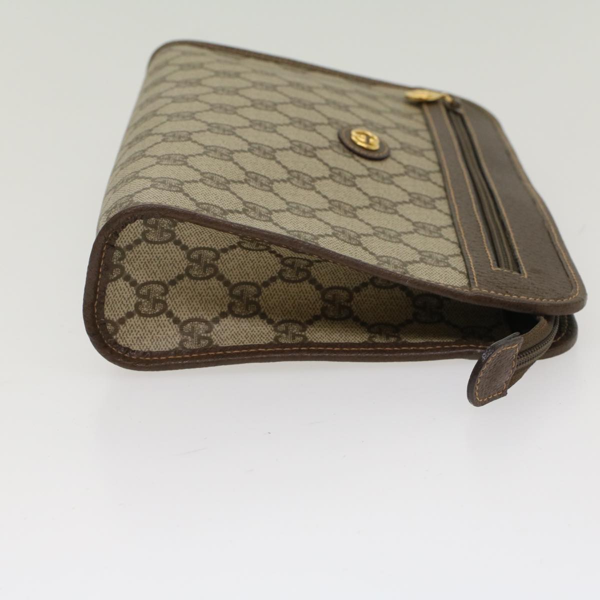 GUCCI GG Canvas Clutch Bag PVC Leather Beige 014.122.6063.4021  yk7734