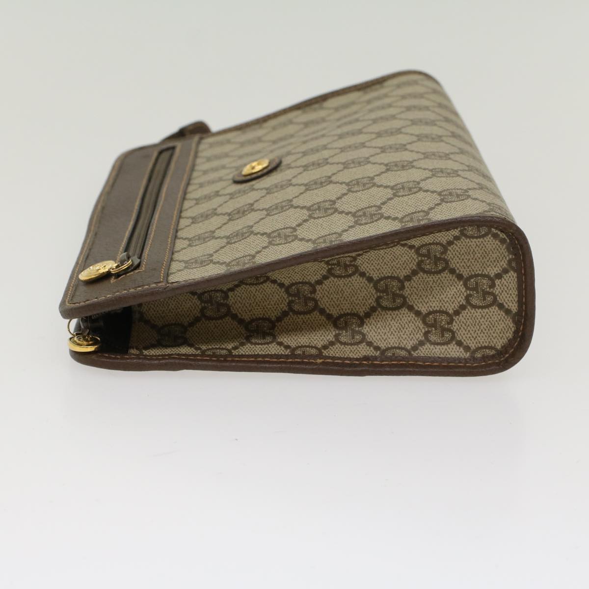 GUCCI GG Canvas Clutch Bag PVC Leather Beige 014.122.6063.4021  yk7734