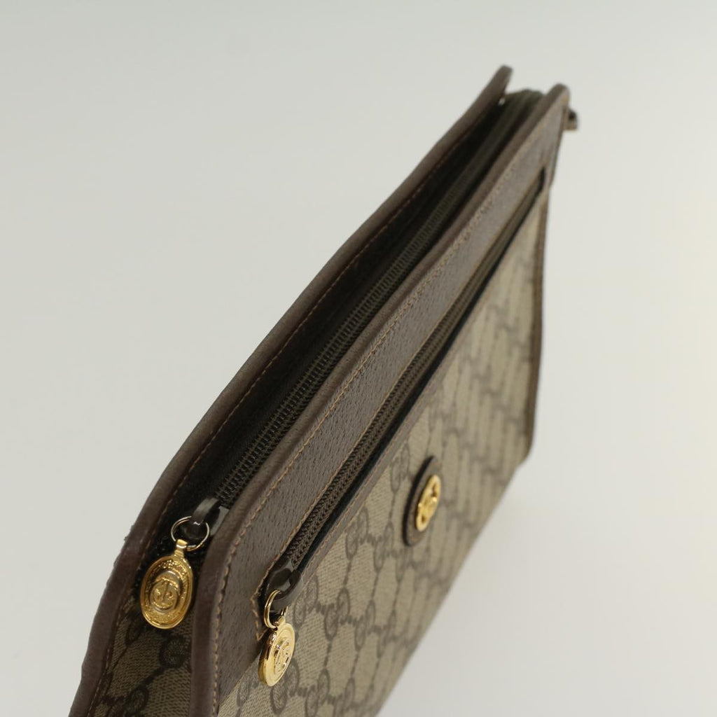 GUCCI GG Canvas Clutch Bag PVC Leather Beige 014.122.6063.4021  yk7734