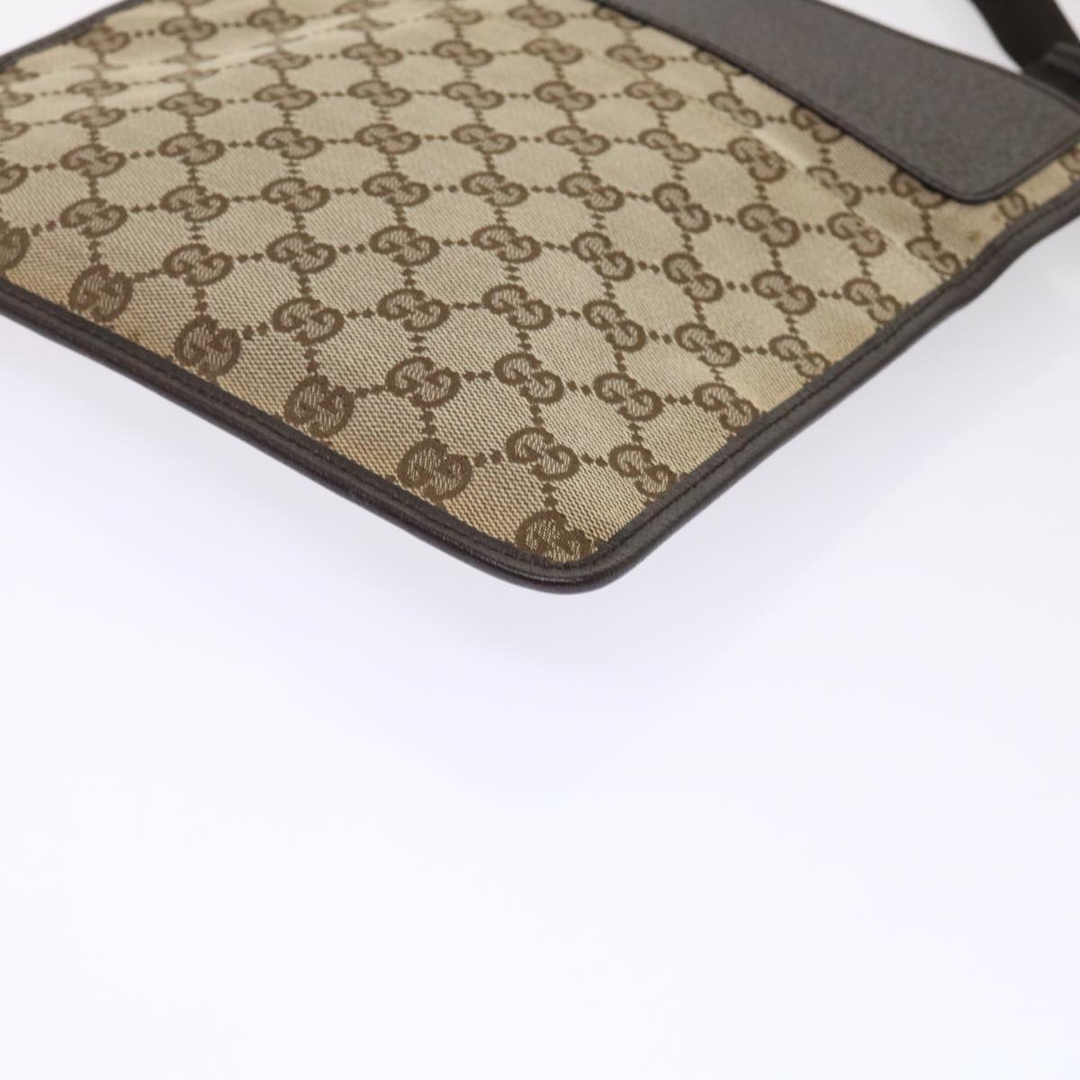 GUCCI GG Canvas Shoulder Bag Leather Beige 27639  yk7751