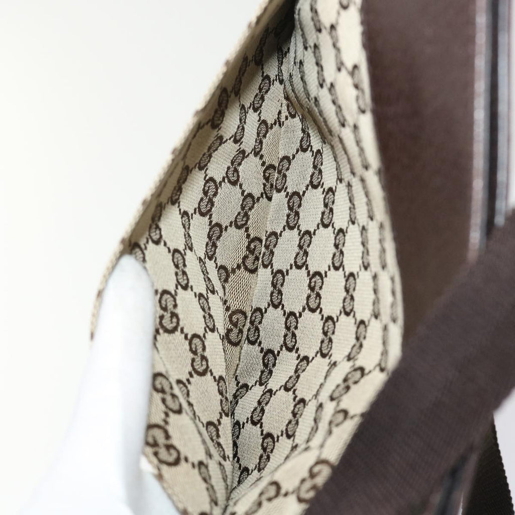 GUCCI GG Canvas Shoulder Bag Leather Beige 27639  yk7751