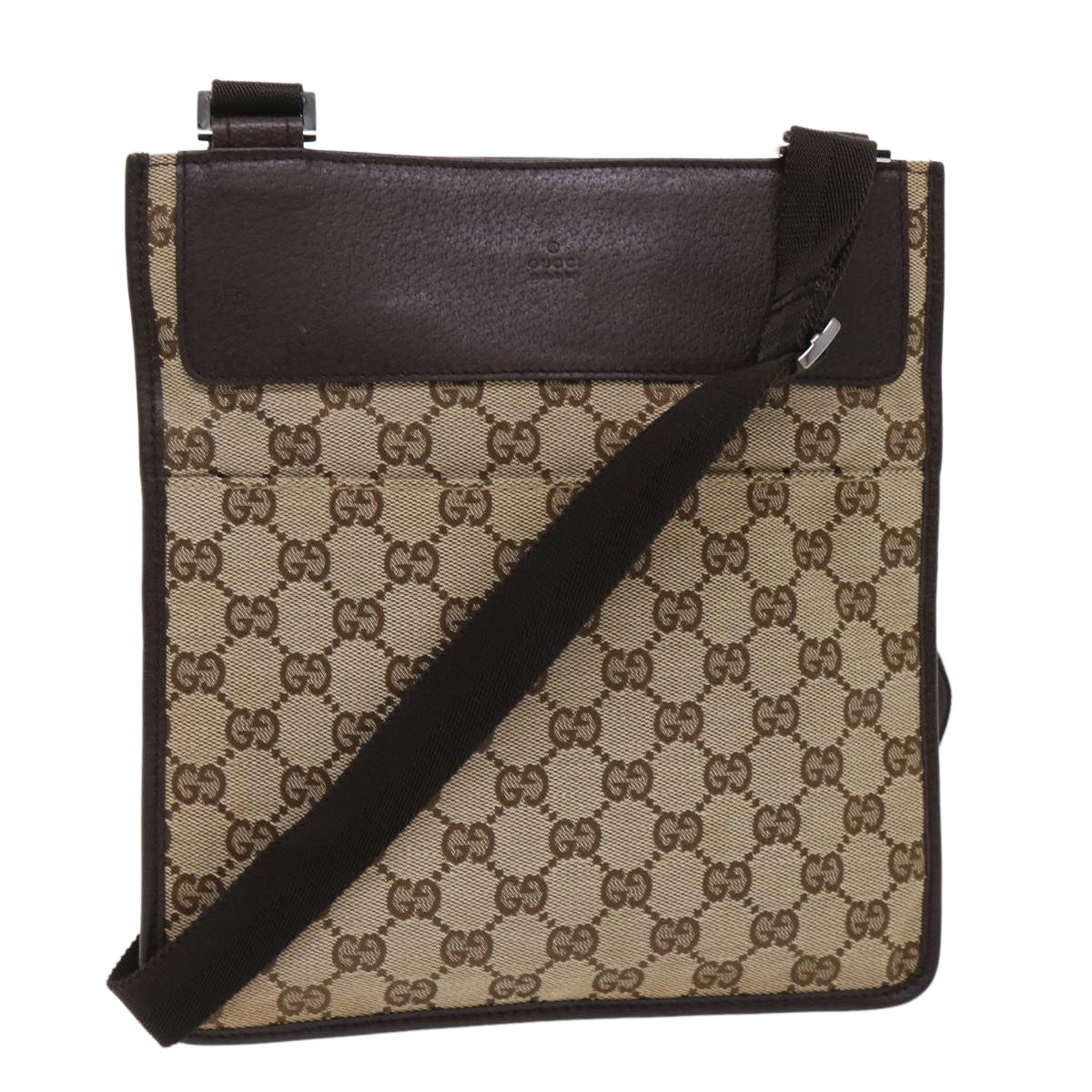GUCCI GG Canvas Shoulder Bag Leather Beige 27639  yk7751