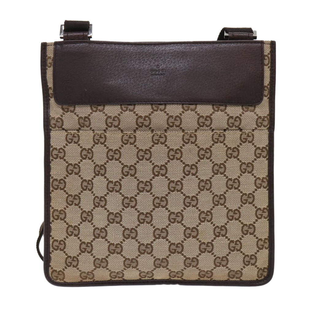 GUCCI GG Canvas Shoulder Bag Leather Beige 27639  yk7751