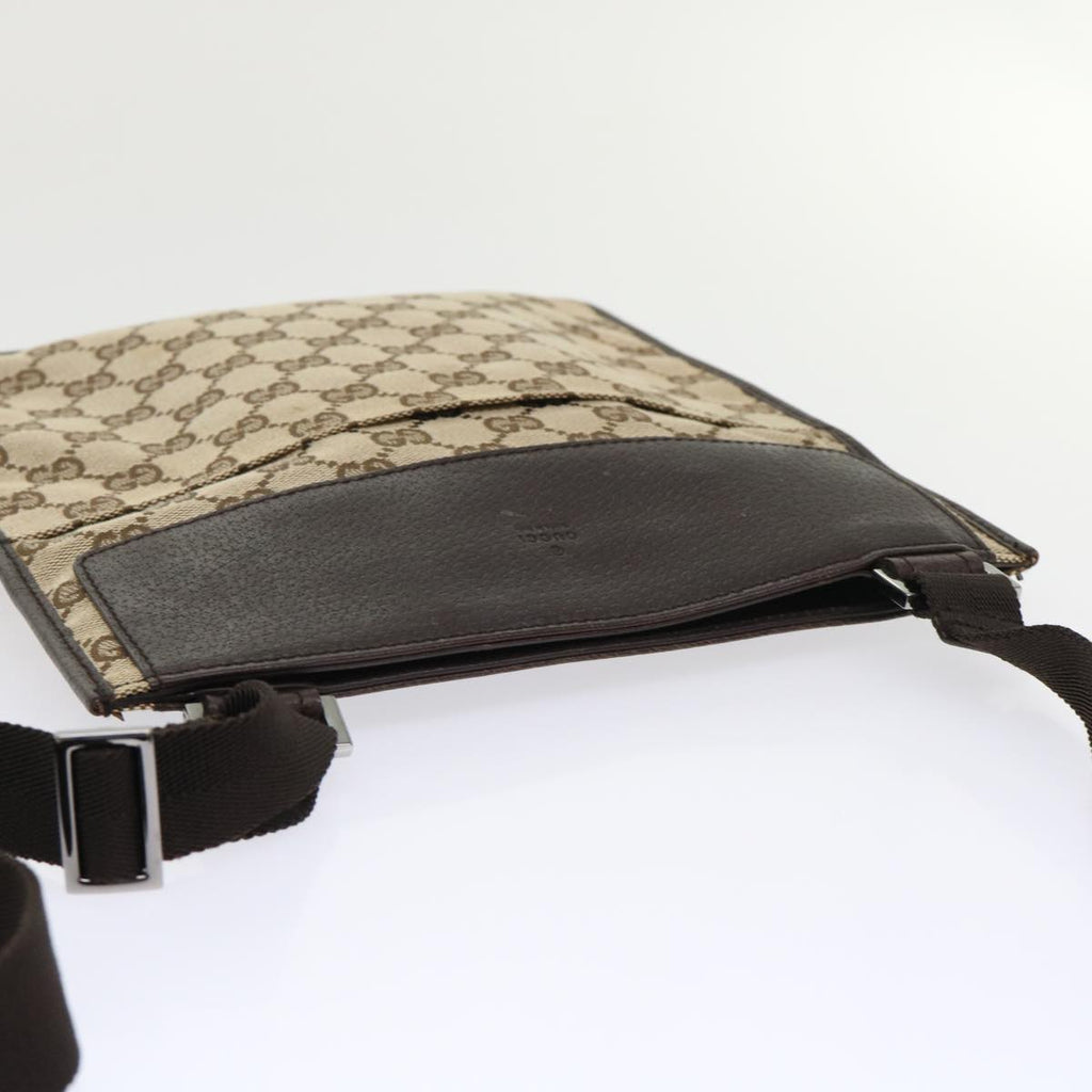 GUCCI GG Canvas Shoulder Bag Leather Beige 27639  yk7751