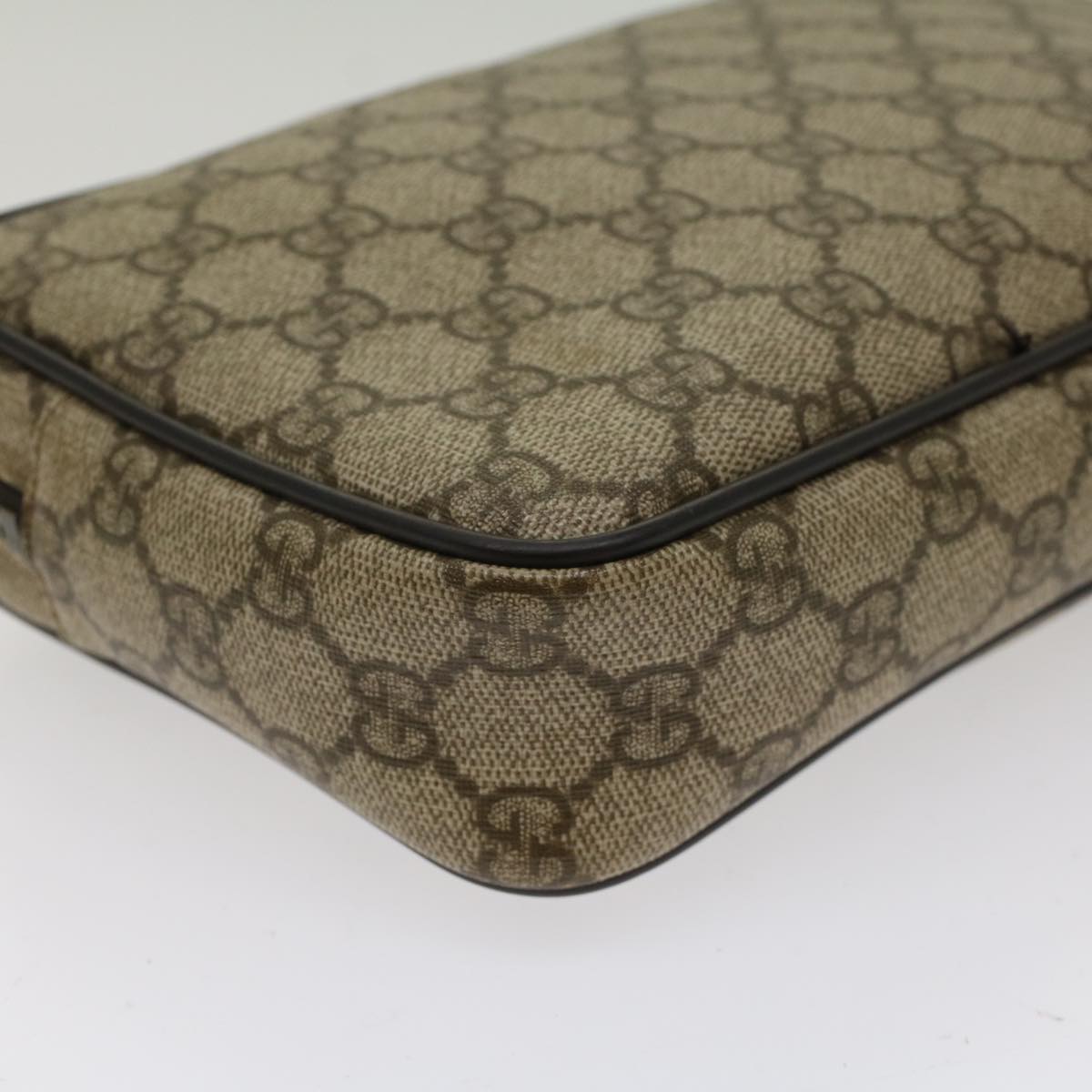 GUCCI GG Canvas Clutch Bag PVC Leather Beige 73956  yk7760