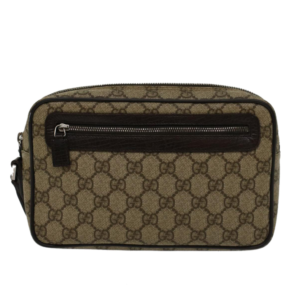 GUCCI GG Canvas Clutch Bag PVC Leather Beige 73956  yk7760