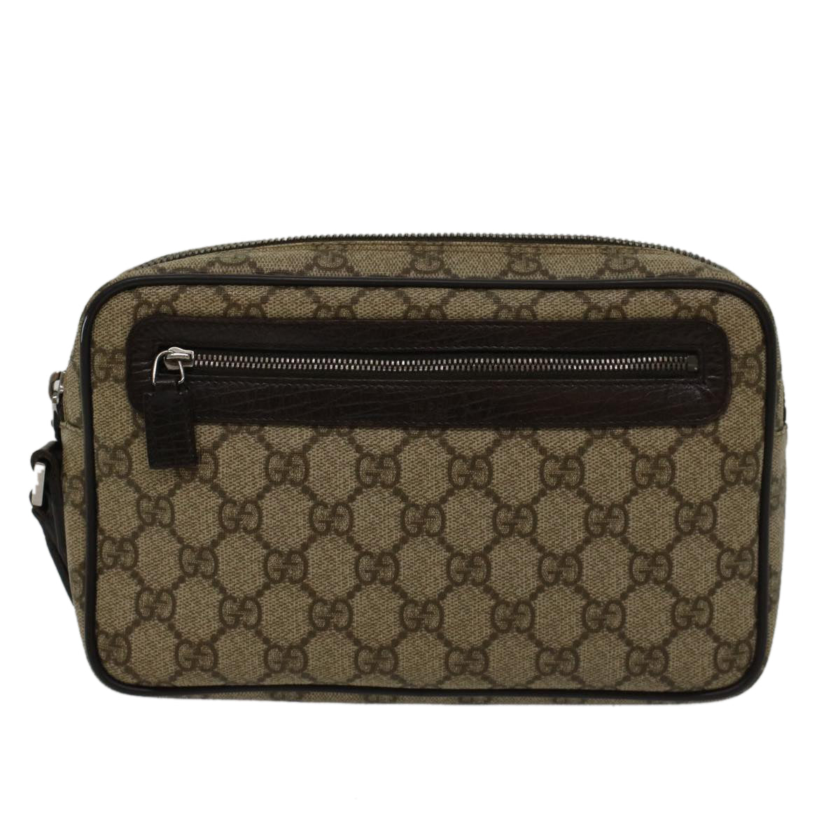 GUCCI GG Canvas Clutch Bag PVC Leather Beige 73956  yk7760
