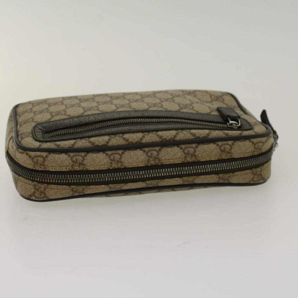 GUCCI GG Canvas Clutch Bag PVC Leather Beige 73956  yk7760