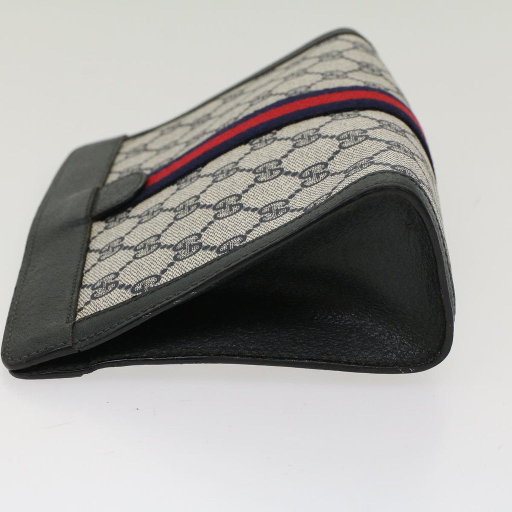 GUCCI GG Canvas Sherry Line Clutch Bag Gray Red Navy 89.01.001  yk7814
