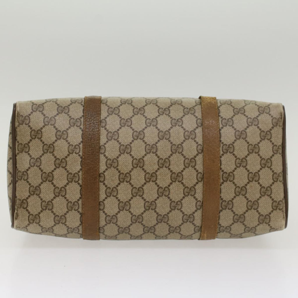 GUCCI GG Canvas Web Sherry Line Boston Bag PVC Leather Beige Green  yk7856