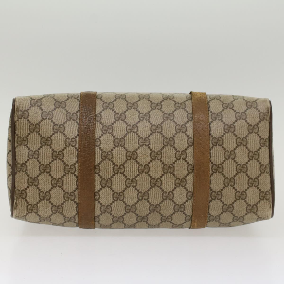 GUCCI GG Canvas Web Sherry Line Boston Bag PVC Leather Beige Green  yk7856
