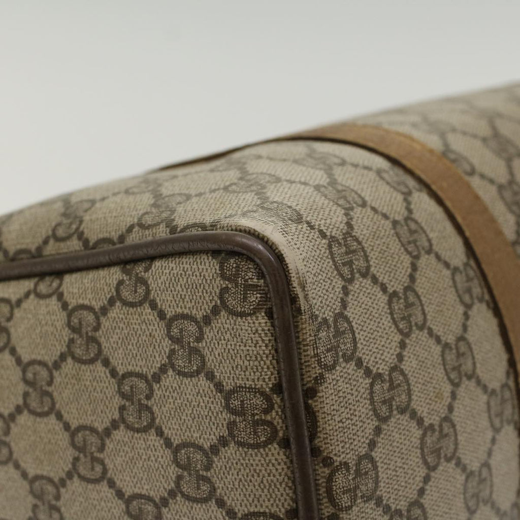 GUCCI GG Canvas Web Sherry Line Boston Bag PVC Leather Beige Green  yk7856