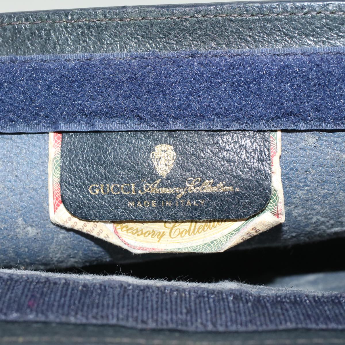GUCCI GG Canvas Sherry Line Clutch Bag PVC Leather Navy Red  yk7860