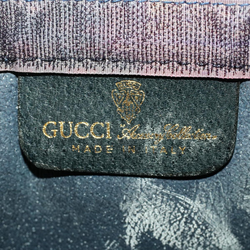 GUCCI GG Canvas Sherry Line Clutch Bag PVC Leather Navy Red  yk7884