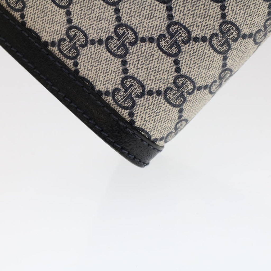 GUCCI GG Canvas Sherry Line Clutch Bag PVC Leather Navy Red  yk7884