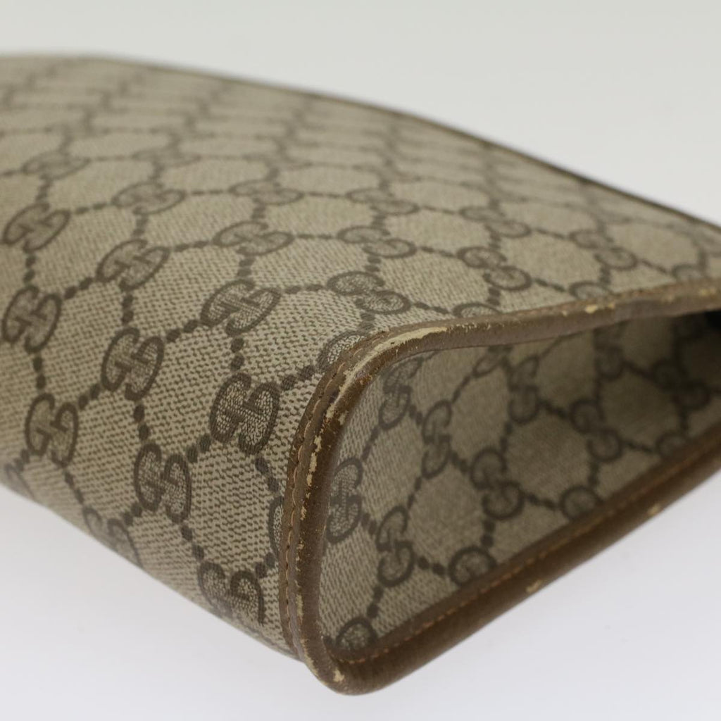 GUCCI GG Canvas Clutch Bag PVC Leather Beige  yk7935B